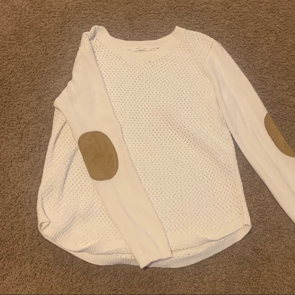 White Sweater w/ Elbow Patches